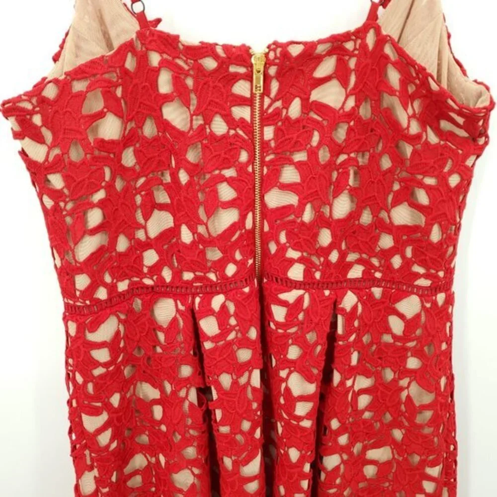 NWT City Chic So Fancy Strappy Lace Fit and Flare Dress XS/14 Scarlet Red